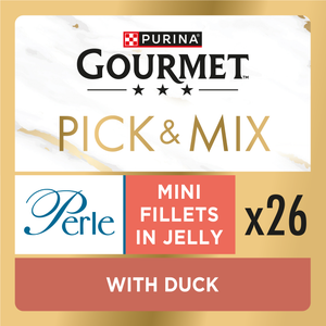 GOURMET Perle Mini Fillets in Jelly with Duck Adult Wet Cat Food 26x85g