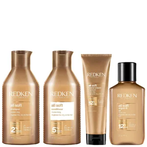 Redken Set: All Soft Shampoo 300ml, Conditioner 300ml, Heavy Cream 250ml & Argan-6 Oil 111ml