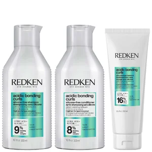 Redken Trio: Acidic Bonding Concentrate Curls Shampoo 300ml, Conditioner 300ml & Leave-In Hair Treatment 250ml