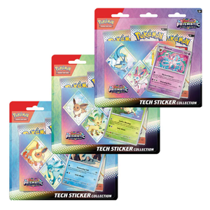 Pokemon scarlet & violet 8.5 prismatic evolutions tech sticker collection assorted display (includes 1 set only)