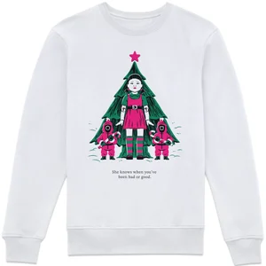 Squid Game She Knows If You've Been Bad Or Good Sweatshirt - White