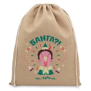 Elf Santa OMG Christmas Hessian Sack