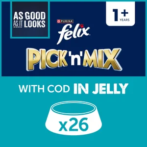 Felix As Good As It Looks Adult Wet Cat Food with Cod in Jelly 26x85g