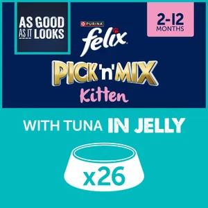 Felix Kitten As Good As It Looks Wet Cat Food with Tuna in Jelly 26x85g