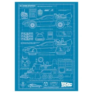 Back to the Future Time Machine Blueprint Art Print