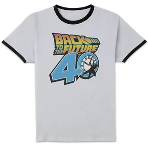 Back To The Future Anniversary Logo Unisex Ringer T-Shirt - White/Black