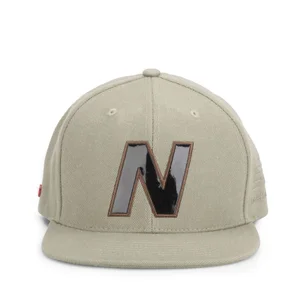 New Balance Unisex Snap 6 Panel Flat Peak Baseball Cap - Acrylic Light Brown/Khaki