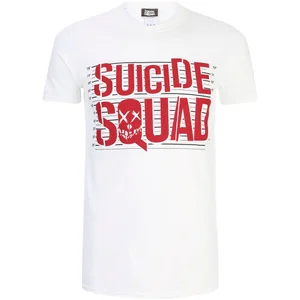 DC Comics Men's Suicide Squad Line Up Logo T-Shirt - White