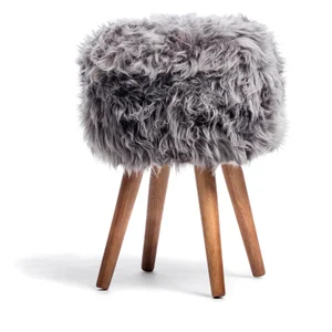 Native Natural Sheepskin Stool - Grey