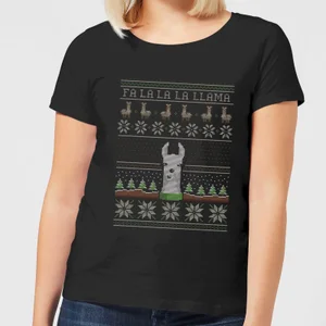 Fa La La La Llama Dames T-Shirt - Zwart