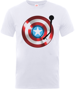 Marvel Avengers Assemble Captain America Record Shield T-Shirt - White