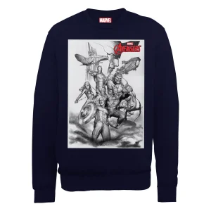 Marvel Avengers Assemble Team Sketch Sweatshirt - Black