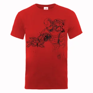 Marvel Avengers Assemble Iron Man Mono Sketch T-Shirt - Red