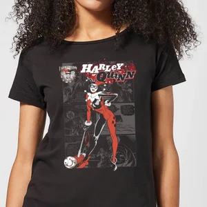 DC Comics Batman Harley Quinn Comic Page Women's T-Shirt - Black