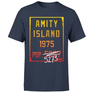 T-Shirt Homme Les Dents de la mer - Population d'Amity - Bleu Marine