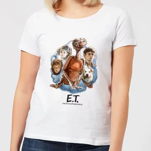 E.T. Geschilderd Portret Dames T-shirt - Wit