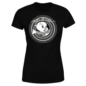 Looney Tunes That's All Folks Schweinchen Dick Damen T-Shirt - Schwarz