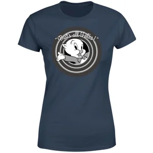 Looney Tunes That's All Folks Porky Pig Women's T-Shirt - Navy