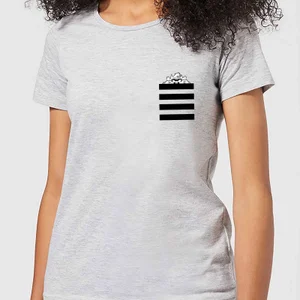 Looney Tunes Taz Stripes Pocket Print Damen T-Shirt - Grau