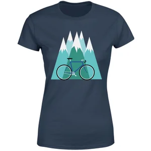 Bike and Mountains Women's Christmas T-Shirt - Navy