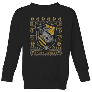 Harry Potter Hufflepuff Crest Kids' Christmas Sweatshirt - Black