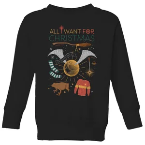 Harry Potter All I Want Kids' Christmas Sweatshirt - Black