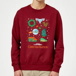 National Lampoon Griswold Christmas Starter Pack Christmas Jumper - Burgundy
