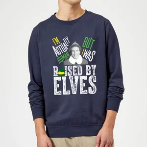 Elf Raised By Elves Christmas Jumper - Navy