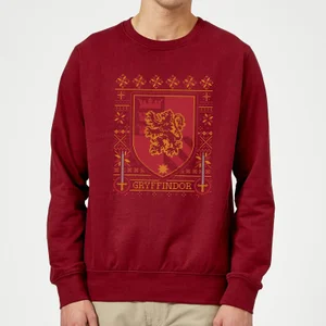 Harry Potter Gryffindor Crest Weihnachtspullover – Burgund