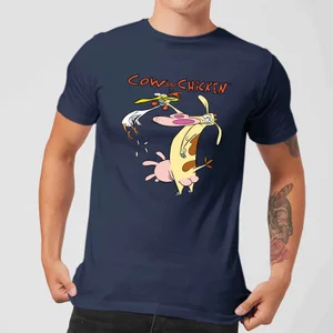 Cow and Chicken Characters Men's T-Shirt - Navy