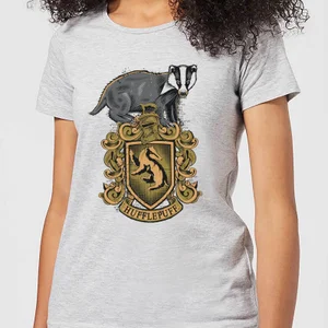 Harry Potter Hufflepuff Drawn Crest Women's T-Shirt - Grey