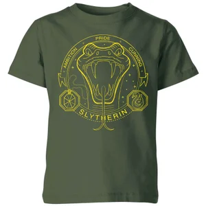 Harry Potter Slytherin Snake Badge Kids' T-Shirt - Forest Green