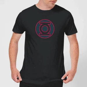 Justice League Green Lantern Retro Grid Logo Men's T-Shirt - Black