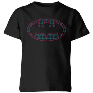 Justice League Batman Retro Grid Logo Kids' T-Shirt - Black