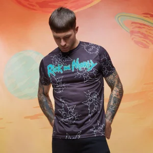 Rick and Morty All-Over Print Faces T-Shirt - Schwarz