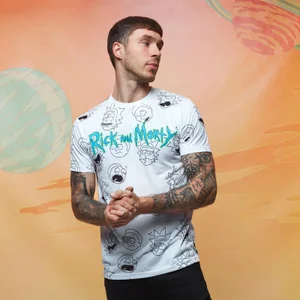 Rick and Morty Faces all-over-print t-shirt - Wit