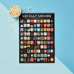 100 Cult Movies Scratch Poster