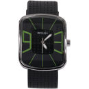 Henleys Men's Large Black Dial Green Stitch Watch