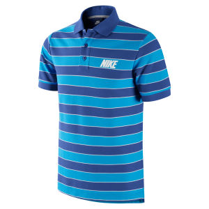 Nike blue striped polo shirt discount