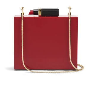 Lulu Guinness Perspex Chloe Lipstick Box Clutch Bag Red Coggles