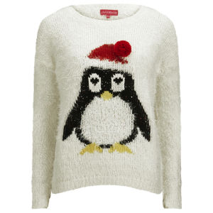 Penguin Pom Pom Christmas Jumper Pink Knit Penguin Pom Pom Jumper