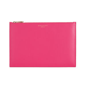 Aspinal of London Essential Large Flat Pouch - Smooth Neon Pink