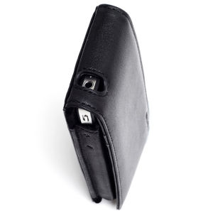 Knomo Black Leather iPhone 4 Flip Case