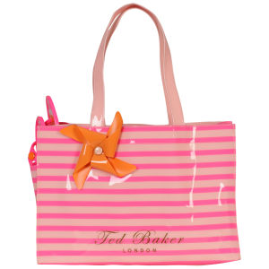 Ted Baker Telley Neon Stripe Flip Flop and Ikon Bag - Bright Pink - S - Bright Pink
