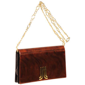 Ipes Vintage Lucite Tortoiseshell Chain Handle Clutch