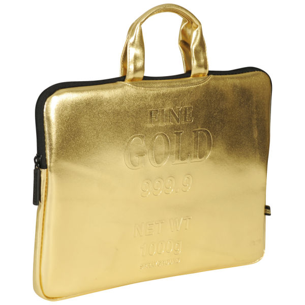 Sprayground Gold Brick 15 Inch Laptop Case Gold