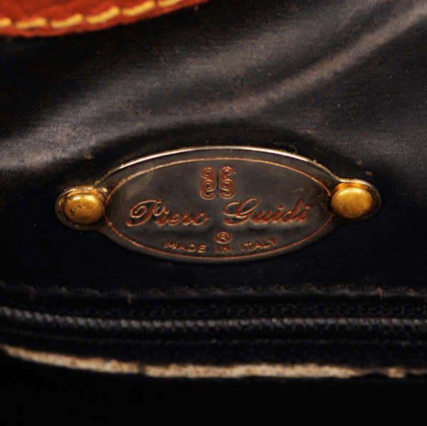 Piero Guidi Vintage Leather Trim Drawstring Shoulder Bag