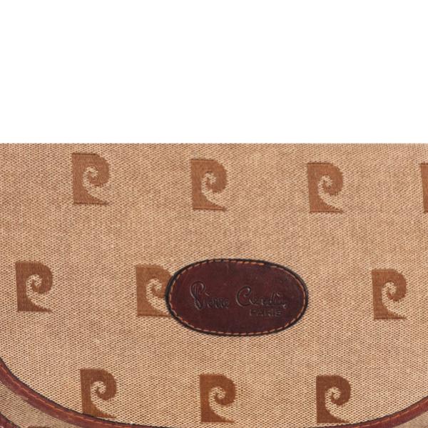 Pierre Cardin Vintage Leather Trim Monograme Shoulder Bag  - Beige