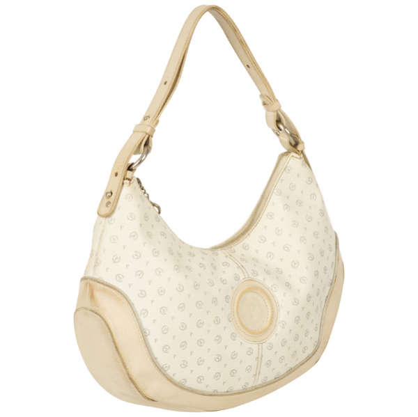 Pollini Vintage Leather Monogramme Shoulder Bag