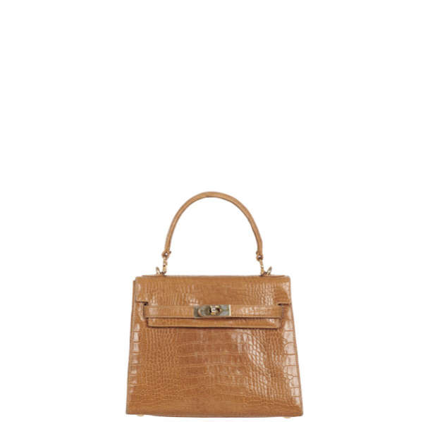 Pollini Vintage Croc Effect Mini Kelly Bag